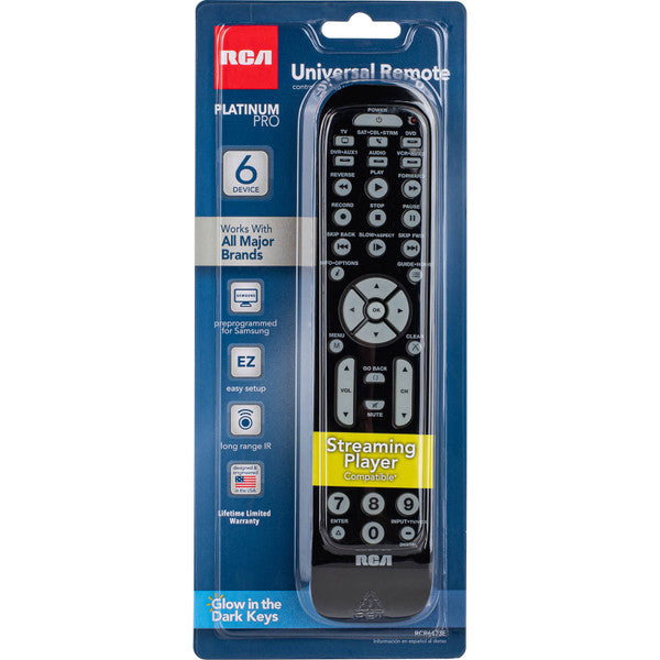 RCR6473E Six Device Remote with Expanded DVR Capability, Glow In the Dark Keys - Black